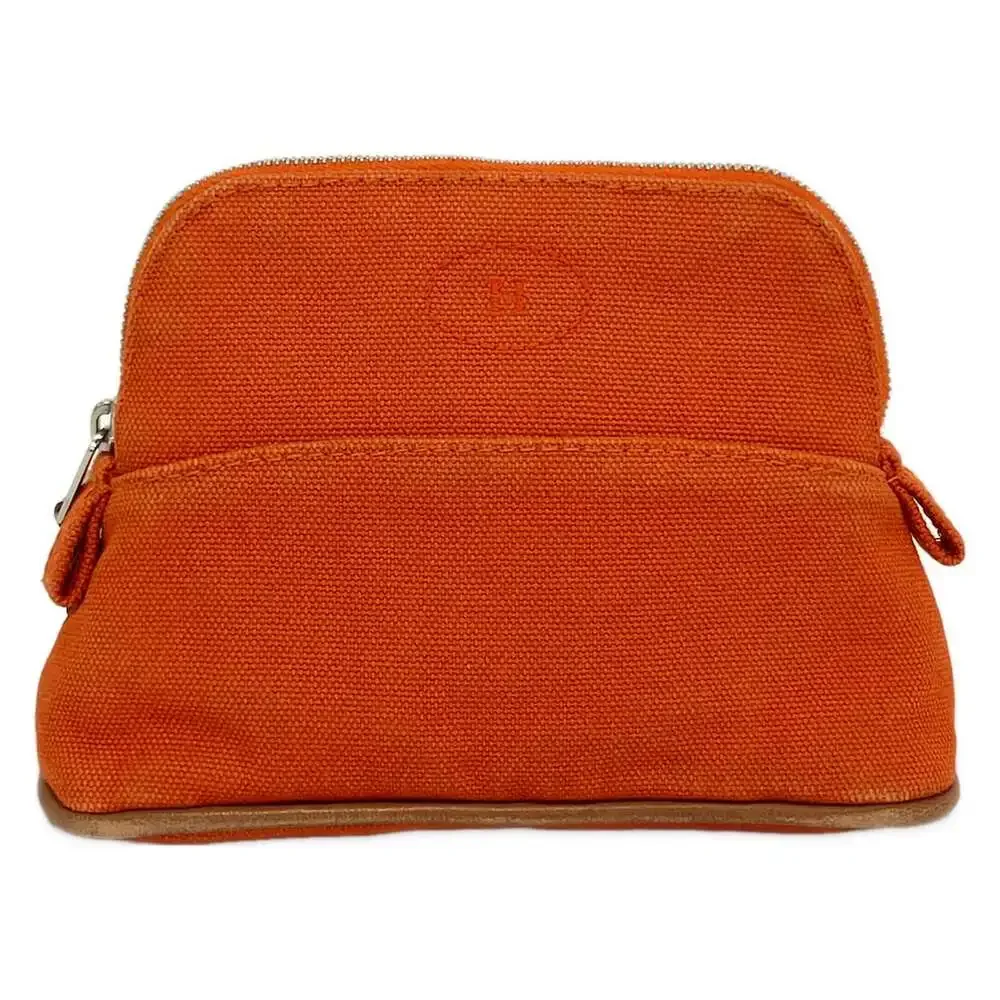Hermès Bolide Pouch 15 Pouch Orange Light Brown Canvas Leather